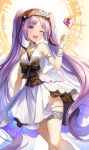  1girl absurdres bangs bare_shoulders blush breasts collarbone dress euryale_(fate) fate/hollow_ataraxia fate_(series) frilled_hairband frills hairband highres kyo_(maae00) long_hair looking_at_viewer parted_bangs purple_eyes purple_hair sidelocks small_breasts twintails very_long_hair white_dress 