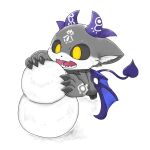  1:1 ambiguous_gender black_sclera blue_body blue_membrane countershading debidebi_debiru demon fur handpaw hooves horn inner_ear_fluff mammal membrane_(anatomy) membranous_wings nijisanji open_mouth paws purple_body semi-anthro simple_background snow snowman solo spade_tail tuft virtual_youtuber wg_suru white_background white_body white_countershading white_fur white_inner_ear_fluff wings yellow_eyes 