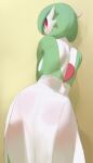  absurd_res big_butt blush breasts butt clothing female gardevoir green_hair hair hi_res humanoid looking_back nintendo pok&eacute;mon pok&eacute;mon_(species) presenting presenting_hindquarters red_eyes side_boob slim smewed solo translucent translucent_clothing video_games 