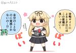  2girls adapted_turret black_ribbon black_serafuku black_shirt black_skirt blonde_hair cannon cellphone chibi commentary_request fang full_body goma_(yoku_yatta_hou_jane) hair_flaps hair_ornament hair_ribbon hairclip head_only kantai_collection long_hair multiple_girls open_mouth phone pleated_skirt red_eyes ribbon sailor_collar scarf school_uniform serafuku shirt simple_background skin_fang skirt solo_focus standing translation_request turret twitter_username wavy_mouth white_background white_sailor_collar white_scarf yamakaze_(kancolle) yuudachi_(kancolle) yuudachi_kai_ni_(kancolle) 