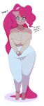  5_fingers absurd_res anthro anthrofied big_breasts blue_eyes breasts clothing collarbone equid equine eyewear fingers friendship_is_magic glasses hair hasbro hi_res long_hair looking_at_viewer mammal my_little_pony pink_hair pink_tail pinkie_pie_(mlp) smewed solo standing thick_thighs wide_hips 