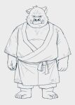  2022 anthro clothed clothing humanoid_hands huynhduyad14 kemono male mammal overweight overweight_male simple_background sketch solo suid suina sus_(pig) wild_boar 