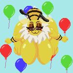  :3 animated anthro arthropod arthropod_abdomen balloon bedroom_eyes bee bent_over big_breasts blush blush_stickers bouncing_breasts breasts digital_media_(artwork) featureless_breasts female flying hi_res huge_breasts hymenopteran inflatable insect looking_at_viewer loop narrowed_eyes neck_tuft non-mammal_breasts nude pixel_(artwork) pixel_animation seductive short_playtime smile solo spinneborg thick_thighs tuft wings yellow_body 