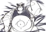  anthro bed belly blush canid canine clothed clothing exe_exem eyebrows furniture lifewonders live-a-hero lying male mammal navel on_back on_bed open_clothing open_shirt open_topwear overweight raccoon_dog shirt shoen sketch tanuki thick_eyebrows topwear video_games 