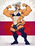  abs anthro antlers armpit_hair big_muscles body_hair bra bulge cervid choker clothing flexing garter_straps genitals hi_res horn jewelry kihu legwear lingerie male mammal muscular muscular_anthro muscular_male necklace pecs penis plexel solo stockings thick_thighs underwear 