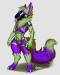  absurd_res anthro claws digital_media_(artwork) fur green_body green_fur hi_res led_light machine male marbles maxx-ros protogen robot simple_background smile solo tongue tongue_out visor 