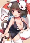  animal_humanoid animal_mask azur_lane big_breasts breasts brown_ears brown_hair brown_tail camel_toe cat_ears_(disambiguation) cat_humanoid cat_tail cisyo cleavage clothed clothing felid felid_humanoid feline feline_humanoid female fox_mask hair humanoid mammal mammal_humanoid mask solo swimwear yamashiro_(azur_lane) 