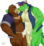  2016 anthro asian_clothing asian_mythology blush bulge clothed clothing dragon duo east_asian_clothing east_asian_mythology eastern_dragon erection erection_under_clothing fundoshi genital_outline humanoid_hands japanese_clothing juuichi_mikazuki kemono male male/male mammal moobs morenatsu musclegut mythology nipples penis_outline shun1124 tatsuki_(morenatsu) underwear ursid video_games visual_novel white_clothing white_fundoshi white_underwear 