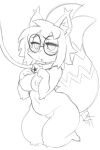  anthro bell bell_collar belly black_and_white breasts collar eyewear female glasses humanoid leash mammal monochrome nipples nude petplay rodent roleplay sciurid shy_expression solo thick_thighs toony wildroxann 