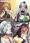  4girls alcohol architect_(girls&#039;_frontline) beer_can bottle bowl can cross cup drink drinking_glass drunk food girls&#039;_frontline guinness_(beer) highres hk416_(girls&#039;_frontline) iron_cross korean_text long_hair mod3_(girls&#039;_frontline) multiple_girls official_alternate_costume one_eye_closed plate radish_p sake sausage scar scar_across_eye short_hair translation_request ump9_(girls&#039;_frontline) wine wine_bottle wine_glass zas_m21_(affections_behind_the_bouquet)_(girls&#039;_frontline) zas_m21_(girls&#039;_frontline) 