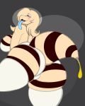  anthro arthropod arttransor bee blue butt clothing female hi_res hymenopteran insect invalid_tag lingerie looking_back squish thigh_squish tongue tongue_out 