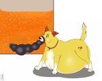  2022 belly belly_expansion belly_inflation big_belly canid canine canis collar digital_drawing_(artwork) digital_media_(artwork) domestic_dog expansion female feral hose inflation liquid_inflation mammal martha_lorraine martha_speaks priestofjashin red_collar simple_background solo soup_inflation tail_motion tailwag tank vehicle white_background yellow_body 