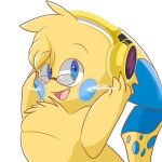  absurd_res eyewear feral glasses hair headphones hi_res jaspixie male nintendo pikachu pok&eacute;mon pok&eacute;mon_(species) retrochu simple_background solo sparks video_games white_background 