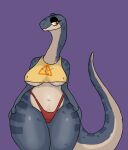  anthro belly big_breasts blue_body blue_scales breasts clothed clothing eyelashes eyeshadow female makeup markings multicolored_body navel nipples nix_(squablodecomplash) orange_clothing orange_eyes red_clothing red_underwear reptile scales scalie snake solo squablodecomplash tail_markings thick_thighs under_boob underwear warning_sign white_body white_scales wide_hips yellow_clothing 