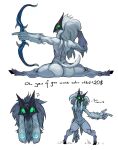  anthro bow dialogue female flexible kindred_(lol) lamb_(lol) league_of_legends mask o11 riot_games solo splits spread_legs spreading thick_thighs video_games 