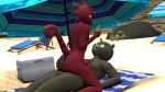  3d_(artwork) animal_crossing anthro beach beach_umbrella beaver bedroom_eyes c.j._(animal_crossing) chameleon chubby_male cooler cowgirl_position daemont92 digital_media_(artwork) duo erection flick_(animal_crossing) from_front_position genitals girly hand_on_butt hand_on_chest hi_res hot_dogging lizard looking_at_another male male/male mammal narrowed_eyes nintendo nipples nude nude_beach on_bottom on_top penis reptile rodent scalie seaside seductive sex source_filmmaker sunbathing sunscreen video_games 