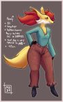 anthro big_ears blouse bottom_heavy bottomwear breasts cheek_tuft chest_tuft clothed clothing delphox denim denim_clothing eye_bags facial_tuft fan_character female fluffy fluffy_tail fur huge_thighs inner_ear_fluff jeans mature_anthro mature_female md34 multicolored_body multicolored_fur nintendo pants penny_(md34) pok&eacute;mon pok&eacute;mon_(species) red_body red_fur small_breasts solo thick_thighs tight_fit topwear tuft video_games white_body white_fur wrinkles yellow_body yellow_fur 