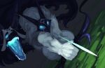  anthro bovid bow_(weapon) canid canine canis caprine duo female feral kindred_(lol) lamb_(lol) league_of_legends male mammal mask o11 ranged_weapon riot_games video_games weapon wolf wolf_(lol) 