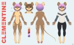  absurd_res anthro breasts butt clementine_(draconicmoon) clothed clothing digital_media_(artwork) english_text eyewear female fur genitals glasses hair hi_res highlights_(coloring) mammal model_sheet mouse murid murine nipples nude pussy rodent shirt smile solo standing strawberrypunchz text topwear wood_mouse 