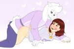  &lt;3 absurd_res ambiguous_penetration anthro asriel_dreemurr blush boss_monster bottomwear bovid butt caprine chara_(undertale) clothed clothed_sex clothing duo female female_penetrated fingers fur hair hand_holding hi_res horn human husband_and_wife jewelry locket long_ears male male/female male_penetrating male_penetrating_female mammal married_couple necklace on_top open_mouth partially_clothed penetration rainy_morning rosy_cheeks sex simple_background size_difference smile tail_tuft topwear tuft undertale undertale_(series) video_games white_body white_fur 