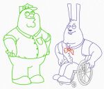  animal_humanoid anthro bonnie_(fnaf) bonworth_(roommates) bow_tie clothed clothing disability duo family_guy five_nights_at_freddy&#039;s human humanoid joe_swanson lagomorph lagomorph_humanoid leporid male mammal mammal_humanoid mike_schmidt mike_schmidt_(roommates) muscular muscular_male overweight overweight_male peter_griffin roommates:motha scottgames security_uniform simple_background tagme unknown_artist video_games wheelchair white_background 