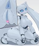 anus areola big_breasts breasts female genitals humanoid kneeling machine nipples not_furry nude pochincoff pussy robot simple_background thick_thighs white_body 