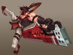  abs bara bare_pectorals belt biceps brown_hair commission gloves guilty_gear headband jacket loincloth long_sideburns male_focus muscular muscular_male na_insoo pants pectorals ponytail sideburns sleeveless smirk sol_badguy solo spiked_hair thick_arms thick_thighs thighs tight veins veiny_arms weapon 