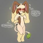  blush bow_tie clothing cosplay costume embarrassed eyewear female feral glasses hand_on_mouth hi_res mimi_(mr.smile) mr.smile nintendo pok&eacute;mon pok&eacute;mon_(species) smeargle solo video_games 