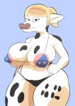  anthro areola areola_slip bangs big_breasts big_butt bikini biped black_spots blonde_hair bovid bovine breasts butt cattle cel_shading clothed clothing digital_media_(artwork) ear_piercing ear_ring english_text erect_nipples eyelashes female fingers fist fur hair hand_on_hip hi_res huge_breasts looking_annoyed looking_at_viewer looking_bored mammal mostly_nude navel nipple_outline nipples peta piercing ponytail shaded signature simple_background skimpy slightly_chubby solo spots spotted_body spotted_fur standing swimwear text text_on_clothing text_on_topwear thick_thighs tight_fit toonarscontent topwear whip white_body white_fur wide_hips yoloswagstudios 