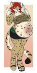  anthro bodily_fluids cheetah felid feline female food hi_res lactating lavenderpandy mammal popsicle pregnant solo 
