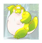  2022 absurd_res alligator alligatorid anthro belly blush crocodilian cute_fangs green_body hi_res kemono m2vcjtad5hsdvla overweight reptile scalie solo white_body 