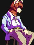  anthro chest_tuft clock clothed clothing fluffy hand_in_pocket hector_velasquez hi_res jewelry llapaca looking_at_viewer male mane piercing pockets solo tuft unbuttoned_shirt watch 