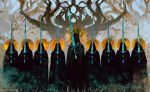  6+others anato_finnstark bare_tree cloak covered_face crown halo holding holding_sword holding_weapon multiple_others nazgul sword the_lord_of_the_rings tolkien&#039;s_legendarium tree weapon witch_king_of_angmar 