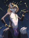  anthro astrograph balls canid canine canis clothing costume fur genitals hair hi_res jewelry looking_at_viewer male mammal nude penis ring ring_(jewelry) sex smile solo vorpale wolf 