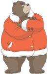  2012 anthro belly big_belly brown_body brown_nose clothing daiji013 humanoid_hands kemono male mammal overweight overweight_male simple_background solo sweater topwear ursid white_background 