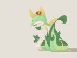  4:3 ambiguous_gender azre clothing crown feral green_body leaf_tail legwear nintendo pok&eacute;mon pok&eacute;mon_(species) pseudo_clothing serperior signature simple_background solo stockings video_games white_background white_body yellow_body 