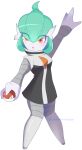  2020 3_fingers absurd_res ahoge clothing costume eye_through_hair female fingers galactic_grunt gardevoir green_hair grunt_(pok&eacute;mon) hair hi_res humanoid lavenderaraliya lavy_(lavenderaraliya) nintendo not_furry open_mouth orange_eyes pok&eacute;mon pok&eacute;mon_(species) pose signature simple_background solo team_galactic translucent translucent_hair video_games voltorb white_background 