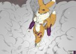  2021 anthro bandai_namco breasts canid casual_exposure claws clothing color_edit colored digimon digimon_(species) edit female fingerless_gloves fur gloves gloves_only handwear handwear_only high-angle_view looking_at_viewer mammal mostly_nude neck_tuft nipples purple_body purple_fur renamon sabrotiger solo standing tuft white_body white_fur yellow_body yellow_fur 