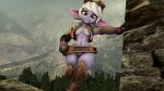  3d_(artwork) anthro casual_nudity digital_media_(artwork) female forest genitals hi_res humanoid humanoid_genitalia humanoid_pussy krazak league_of_legends mountain nude_female plant pussy riot_games solo source_filmmaker tree tristana_(lol) video_games yordle 