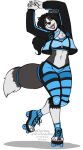 2022 4_toes 5_fingers anthro black_hair breasts canid canine canis clothed clothing digital_media_(artwork) domestic_dog eyebrows eyelashes feet female fingers hair hi_res kittydee mammal open_mouth solo teeth toes tongue 