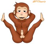  anthro anus balls blush curious_george fur genitals haplorhine hole_(anatomy) male mammal monkey muscular penis primate solo 