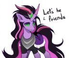  black_highlights buvanybu crown dark_magic dialogue equid equine female feral friendship_is_magic green_eyes highlights_(coloring) horn looking_at_viewer mammal my_little_pony simple_background solo twilight_sparkle_(mlp) unicorn white_background 