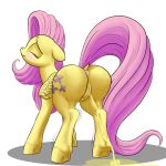  absurd_res anus blush bodily_fluids butt clitoris cupcakesnstuff cutie_mark dock ears_down equid equine eyes_closed feathered_wings feathers female feral fluttershy_(mlp) friendship_is_magic genital_fluids genitals hair hasbro hi_res hooves long_hair long_tail mammal my_little_pony peeing pegasus pink_hair pink_tail pivoted_ears puffy_anus pussy raised_tail simple_background solo standing urine white_background wings yellow_body 