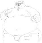  2017 anthro belly big_belly burger canid canine clothing food humanoid_hands iwano jockstrap kemono male mammal moobs navel nipples obese obese_male overweight overweight_male raccoon_dog simple_background sketch solo tanuki underwear 