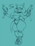  anthro badger big_breasts bottomwear bra breasts clothing dialogue ear_piercing ear_ring eyelashes female green_background gun hair huge_breasts huge_thighs loincloth looking_at_viewer mammal mustelid musteline piercing platform_footwear ponytail ranged_weapon sega short_tail simple_background sketch slightly_chubby smile snao solo sonic_boom sonic_the_hedgehog_(series) sticks_the_jungle_badger thick_thighs tight_clothing underwear weapon wide_hips 