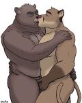 age_difference alen anthro ball_grab balls body_hair cougar duo embrace erection eyes_closed felid feline french_kissing genitals hi_res hug kissing male male/male mammal musclegut muscular muscular_male nanoff nude pervader reamus_(pervader) ursid 