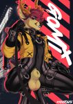  absurd_res animal_genitalia ankle_cuffs anthro antlers balls bdsm cervid clothing collar cuff_(restraint) dominant dominant_male fangs first_person_view freckles genitals gomi hand_on_leg hand_on_thigh harness hi_res horn inner_ear_fluff jacket leash leashed_pov lindelon looking_at_viewer male mammal narrowed_eyes purple_eyes restraints rubber rubber_clothing rubber_suit sheath solo straps submissive submissive_pov techwear thigh_cuffs topwear tuft wrist_cuffs 