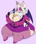 absurd_res anthro big_breasts breasts chiropteran cleavage clothed clothing female hi_res huge_breasts jewelry looking_at_viewer mammal mature_female overweight rouge_the_bat sega solo sonic_the_hedgehog_(series) thick_thighs wishiishi 