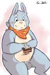  2013 anthro belly biped blush food hi_res kernelewdies lagomorph leporid mammal navel rabbit sandwich_(food) simple_background sitting slightly_chubby solo unavailable_at_source 