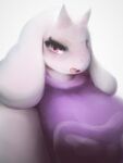  angry anthro big_ears black_eyelashes black_pupils blush boss_monster bovid caprine clothed clothing female fur hasukii horn kemono looking_at_viewer mammal open_mouth pink_eyes pupils red_tongue solo standing tongue toriel undertale undertale_(series) video_games whhite_fur white_body white_ears white_fur 